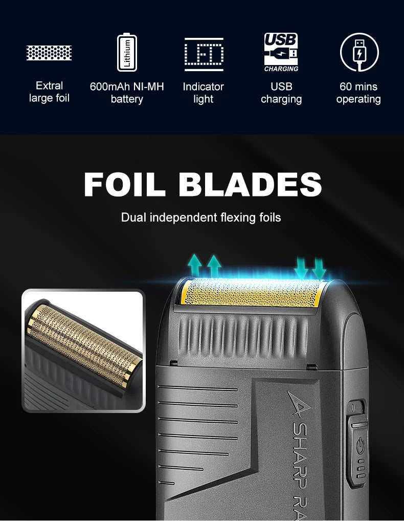VGR Razor Rechargeable Razor Professional Beard Trimmer Electric Trimmer Reciprocating Shaver Finishing Shaver for Man V-375