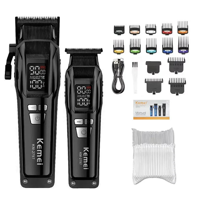 Kemei Professional Electric Hair Clipper Kit Rechargeable Hair Trimmer Shaver For Men USB Charging Beard Razor KM-2797 KM-1102