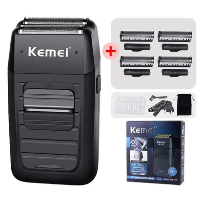 Kemei Rechargeable Cordless Shaver for Men Twin Blade Reciprocating Beard Razor Face Care Multifunction Strong Trimmer KM-1102