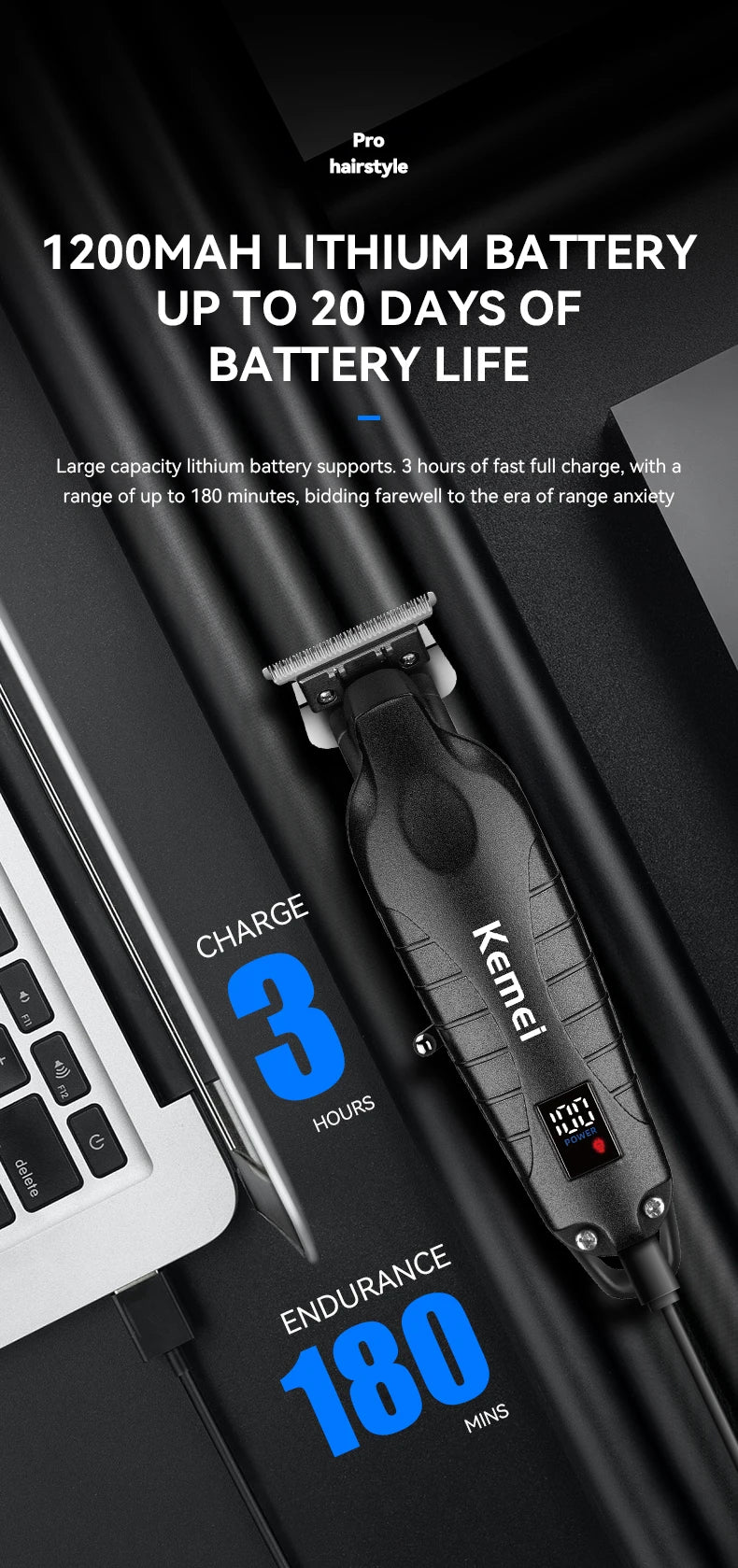 Kemei Hair Clipper Kit for Men, Electric Shaver, Hair Trimmer, Professional Cutting Machine, KM-2290, KM-2293, KM-1102