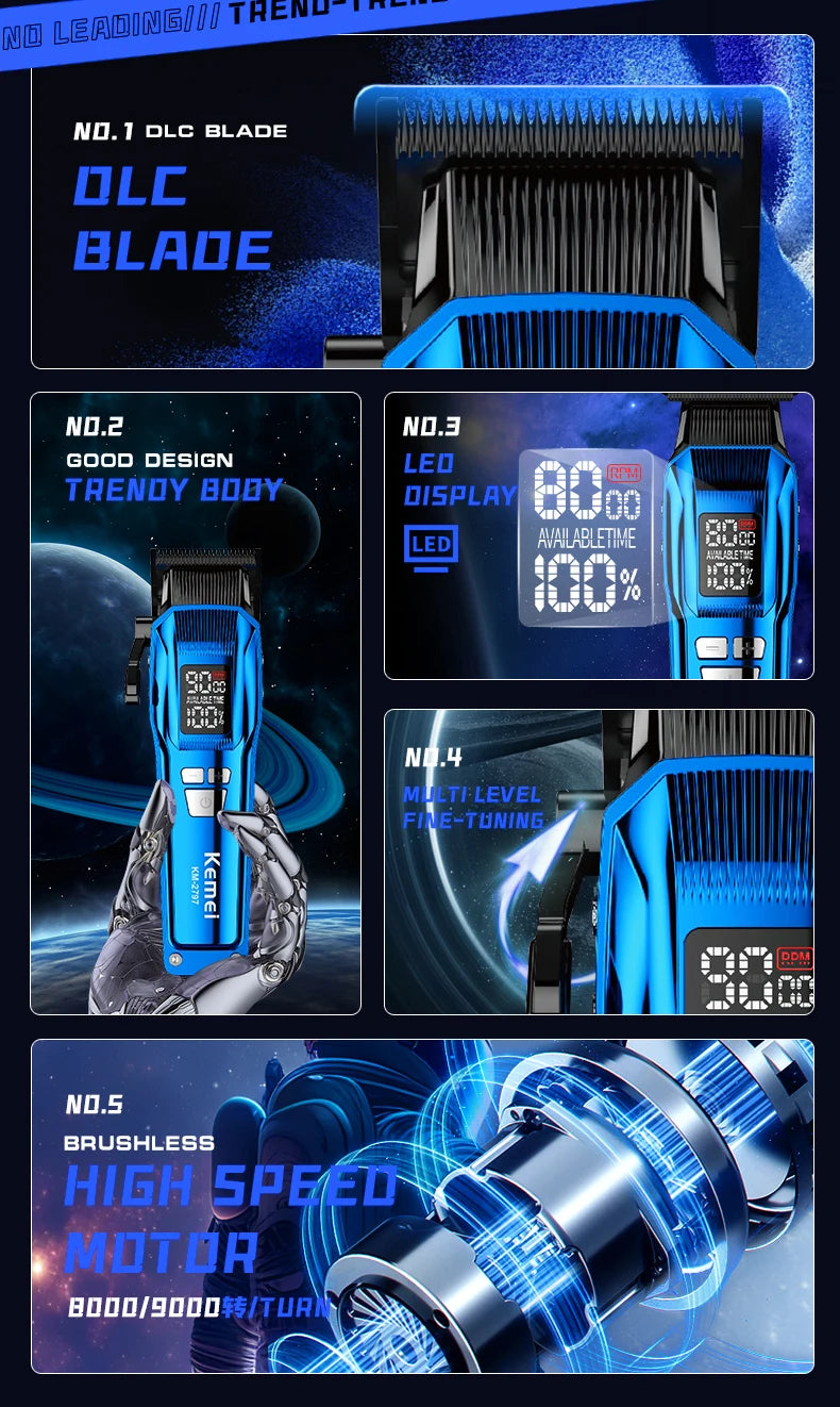 Kemei Professional Electric Hair Clipper Kit Rechargeable Hair Trimmer Shaver For Men USB Charging Beard Razor KM-2797 KM-1102