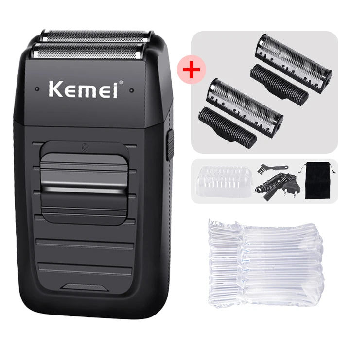 Kemei Rechargeable Cordless Shaver for Men Twin Blade Reciprocating Beard Razor Face Care Multifunction Strong Trimmer KM-1102
