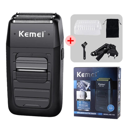 Kemei Rechargeable Cordless Shaver for Men Twin Blade Reciprocating Beard Razor Face Care Multifunction Strong Trimmer KM-1102